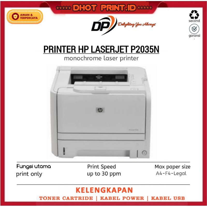 

printer hp laserjet p2035n monochrome laser printer A4