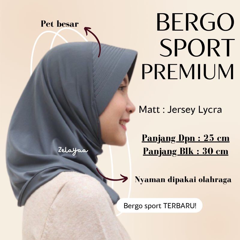 BERGO SPORT INSTAN JERSEY / JILBAB SPORTY PET LEBAR