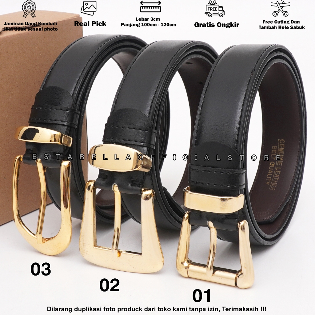 Ikat Pinggang Wanita Polos Belt Fashion Ikat Pinggang Kulit Pu Wanita Casual Lebar 3 cm