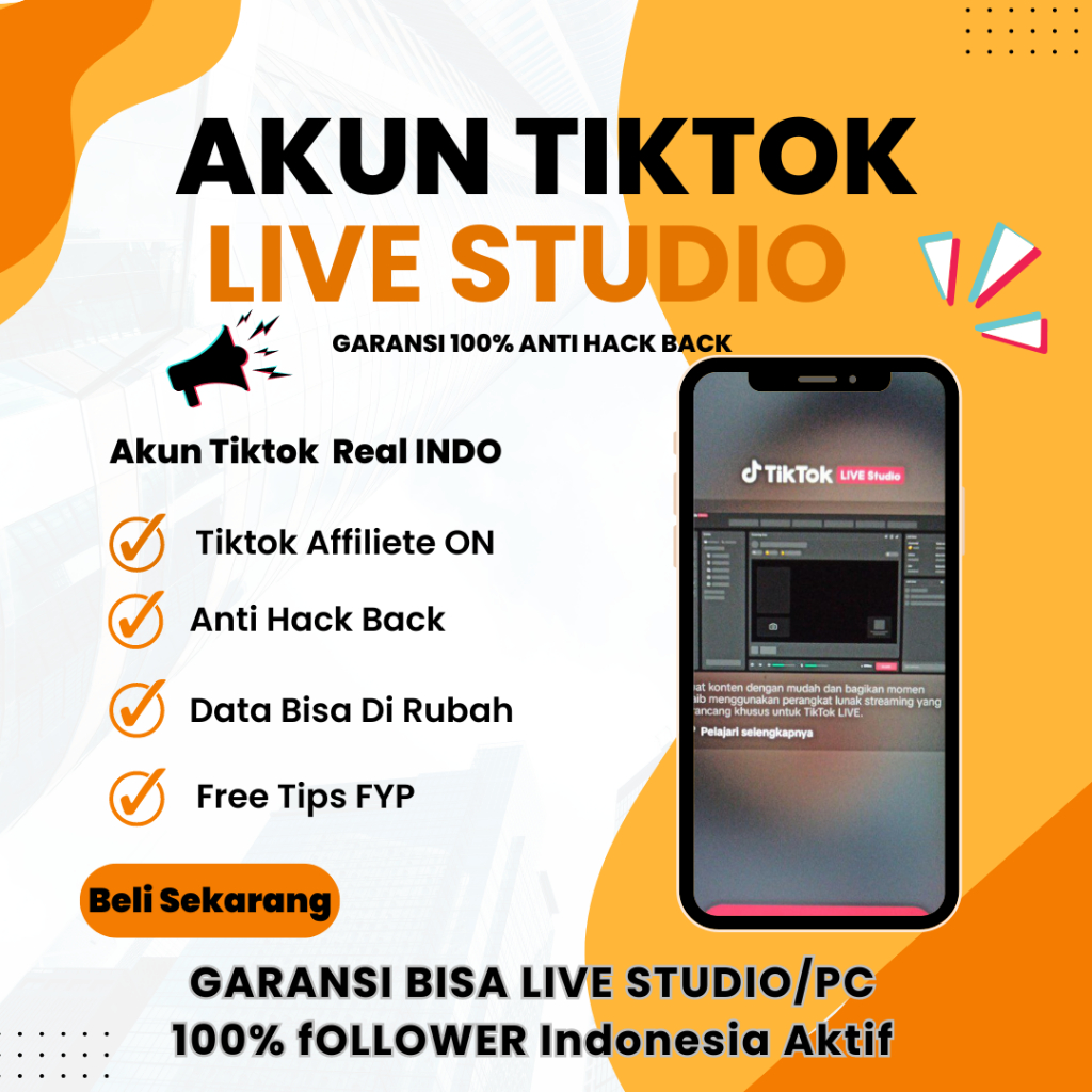 Akun Tiktok Live Studio Live Pc Bisa affiliate