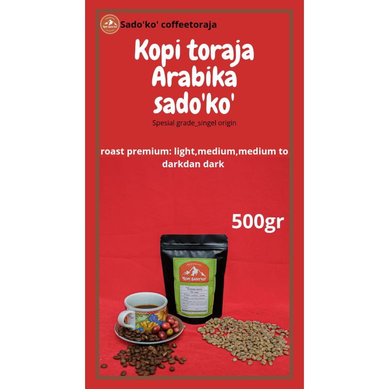 

Sado'ko' Coffee Toraja 500gr Kopi Arabika premium fullwash dan natural proses