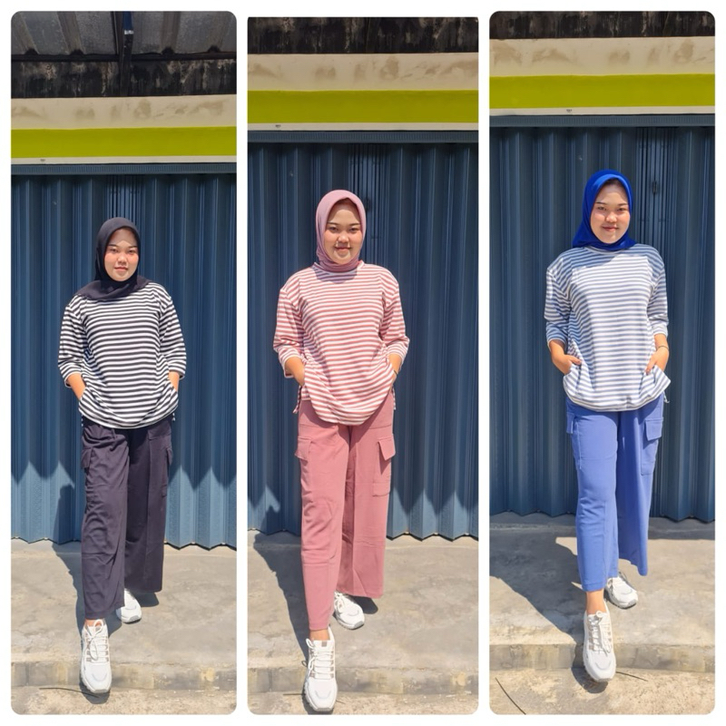 celana kulot cargo wanita kaos knit premium celana kulot wanita knit