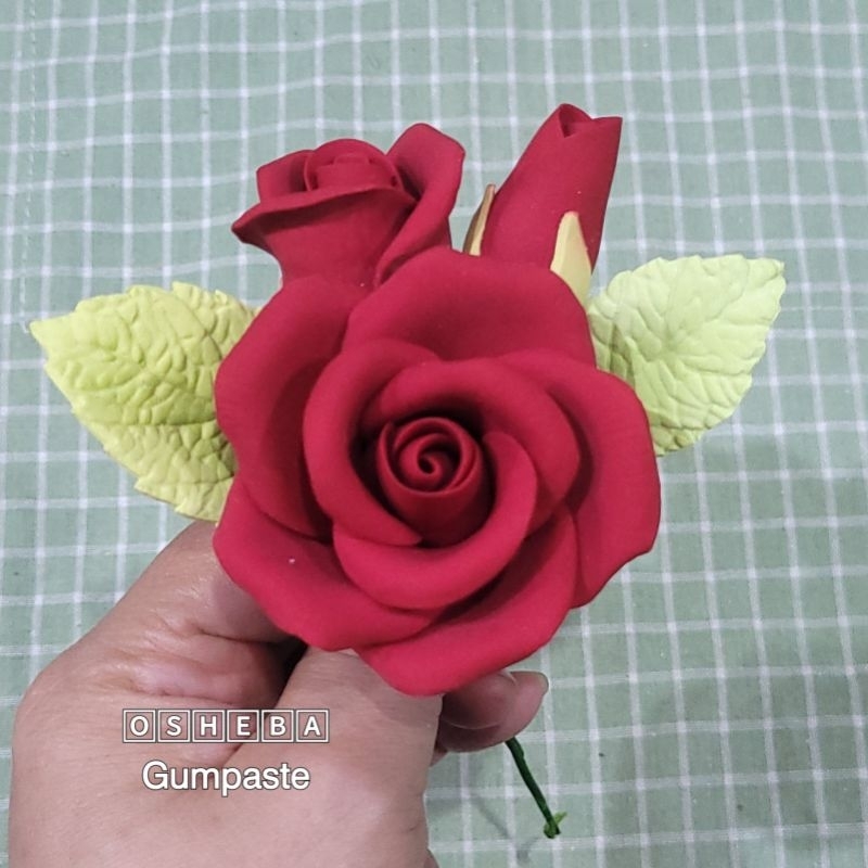 

[osheba] gumpaste bunga mawar OR 5 set warna merah