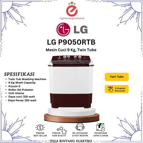 MESIN CUCI 2 TABUNG LG P9050RTB (9KG)