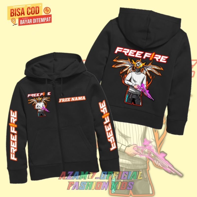 Jaket Hoodie Sweater Anak Free Fireee Karakter FF Versi SG Ripper SG Rapper Free Nama / Jaket Reslet