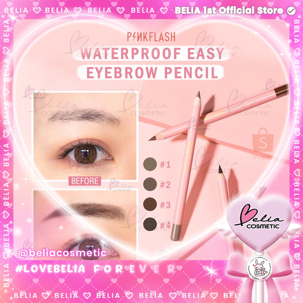 ❤ BELIA ❤ PINKFLASH Waterproof Easy Eyebrow Pencil | Pensil Alis | Pink Flash Waterproof BPOM PF-E02