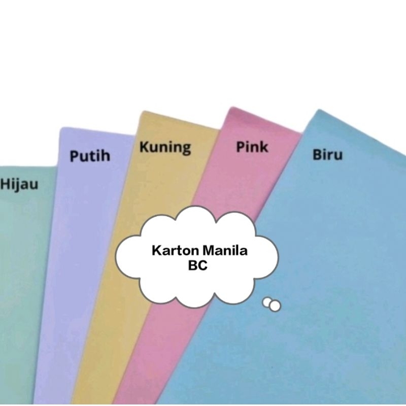 Karton Manila BC 140-160g Warna Putih, Hitam, Merah, Kuning, Hijau, Biru