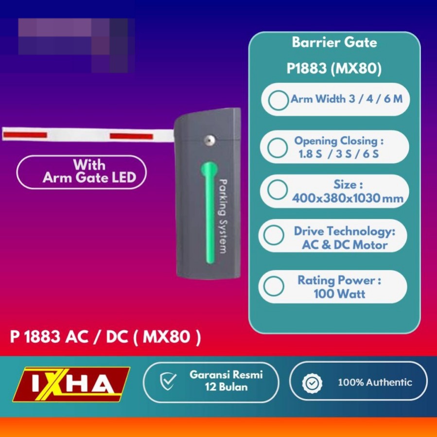 BARRIER GATE PALANG PARKIR MX80 MX 80 LED TERMURAH