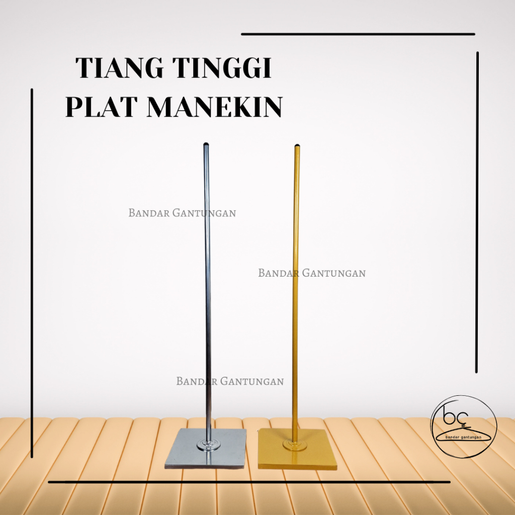 Tiang Tinggi Manekin Kaki Plat Silver Gold Besi Manekin Penyangga Manekin Tiang Besi Plat Manekin - 