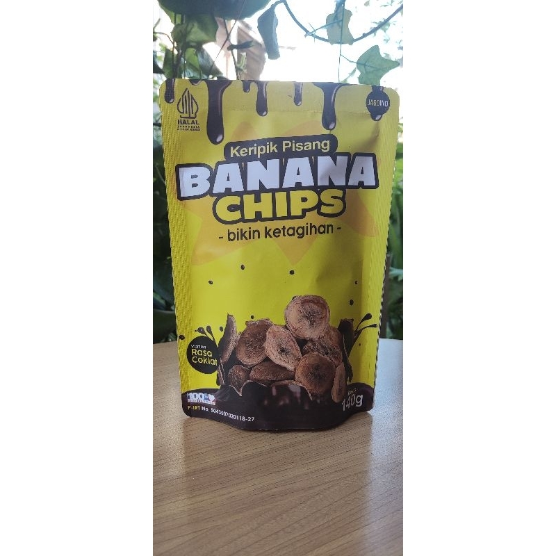 

banana chips kripik pisang rasa coklat lumer, renyah, enak, cocok untuk camilan sehai hari