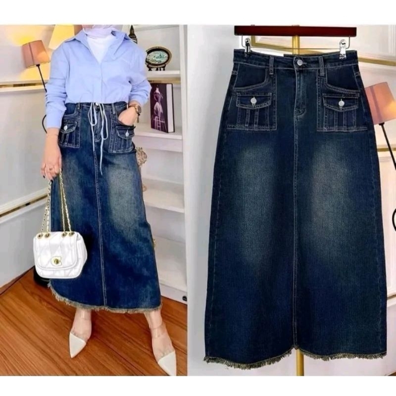 ROk JEANS WANITA RAWIS/ROK PANJANG WANITA/ROK MOREN