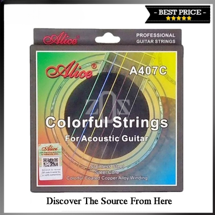 Senar String Gitar Acoustic Alice A407C Colorful 6 String