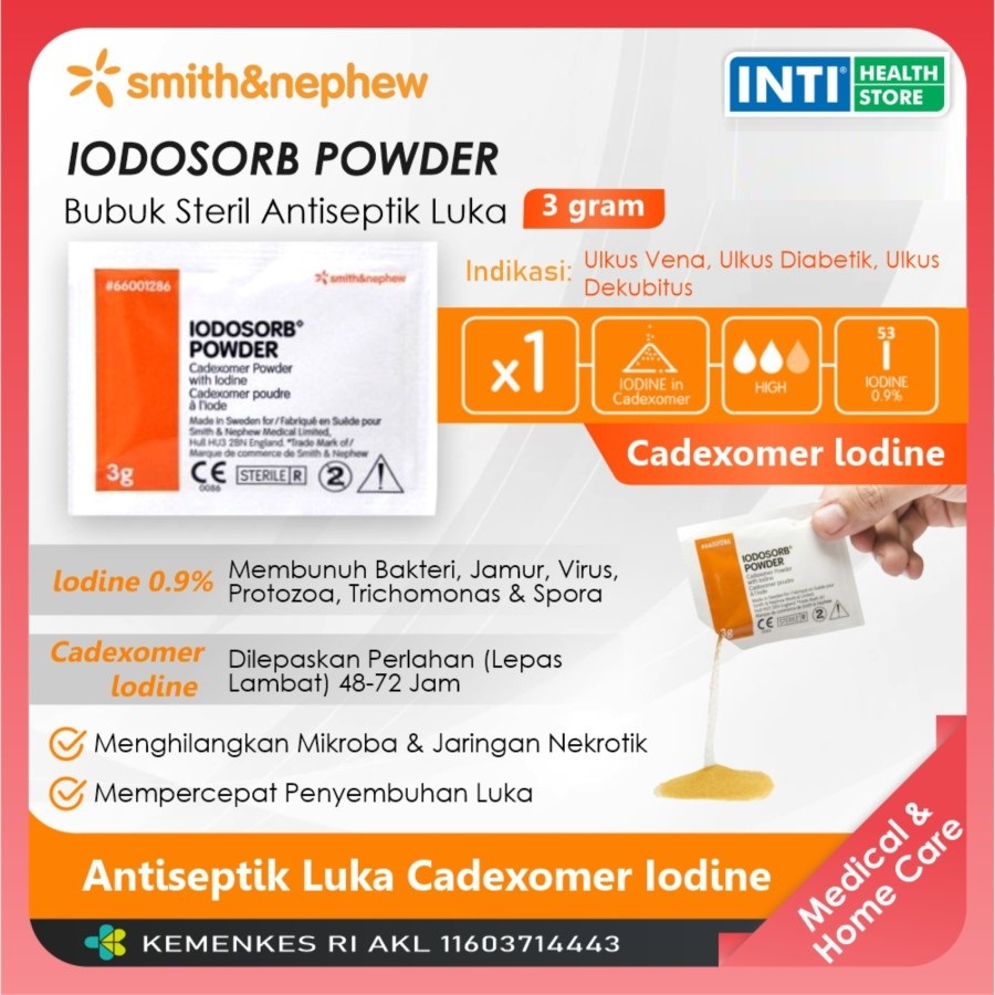 Smith & Nephew | Iodosorb Powder 3g | Antiseptik Luka Cadexomer Iodine
