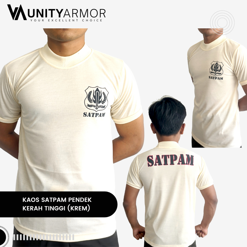 UNITY ARMOR - Kaos Satpam Pendek (Kerah Tinggi) Coklat / Hitam / Krem