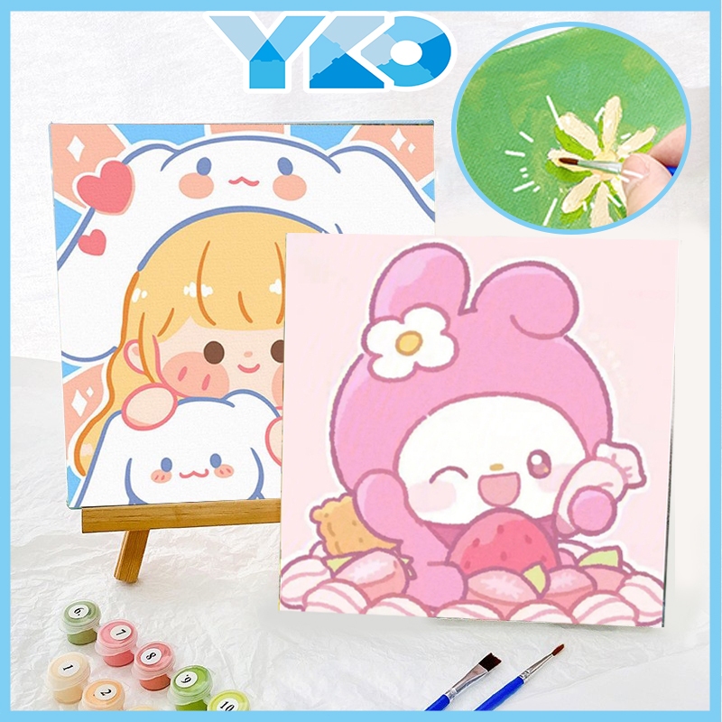 

YKO Paint By Number 20x20cm Kit Kartun DIY Painting Kit Canvas Paint By Number Digital Melukis