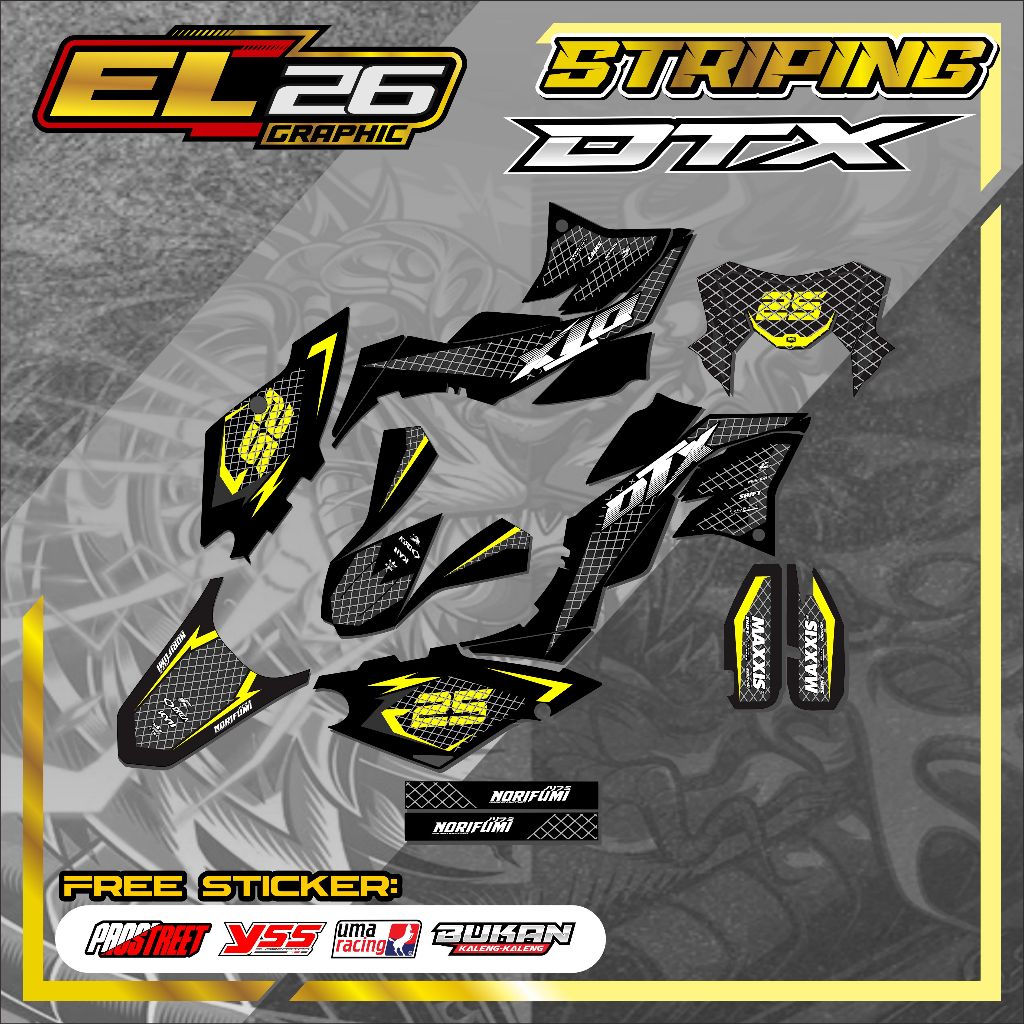 453 DECAL STICKER KAWASAKI DTX - DECAL KAWASAKI DTX MOTIF ABSTRAK