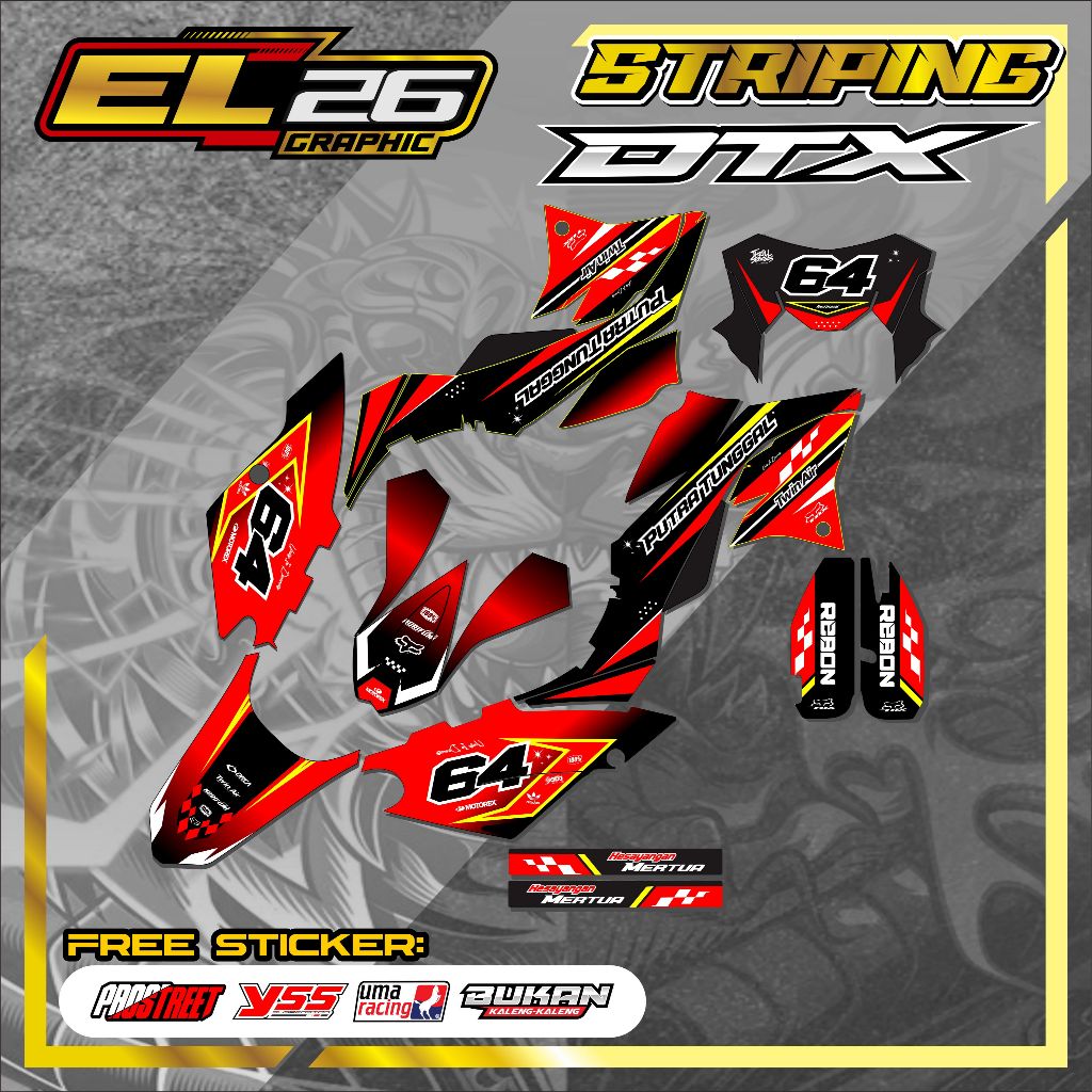 455 DECAL STICKER KAWASAKI DTX - DECAL KAWASAKI DTX MOTIF RACING