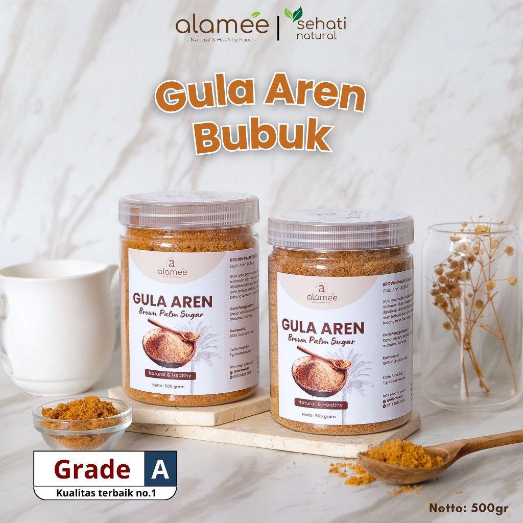 

Gula Aren Asli Bubuk Pure Palm Sugar Organik Premium Semut Powder Natural Organic Non Msg 500gr