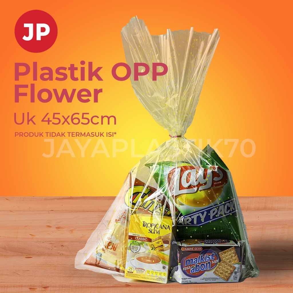 

Plastik ultah / plastik souvenir Opp pembungkus makanan Uk 45 x 65 + tanpa pita Kawat