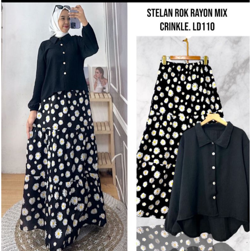 ONE SET ROK WANITA BAHAN RAYON MIX CRINKLE LD 110 // ONE SET ROK WANITA BAHAN RAYON // ONE SET WANIT