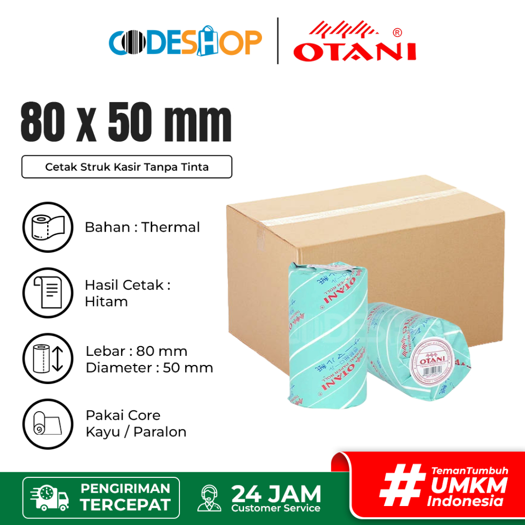 

Otani Kertas Struk 80x50 mm Printer Kasir Thermal EDC Isi 100 Roll