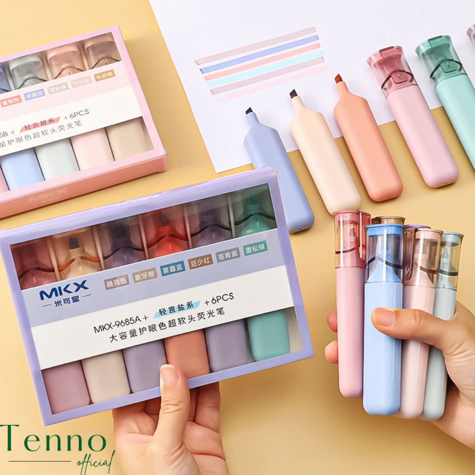 

KODE J39J TENNO Stabilo Set Isi 6pcs Warna Macaroon Soft Pastel Estetik Aesthetic Highlighter