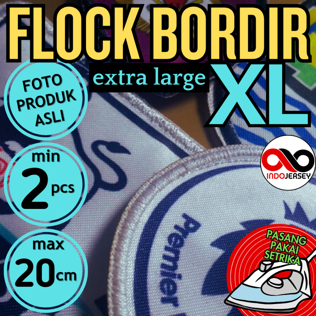 Patch Emblem Custom Logo FLOCK BORDIR EKSTRA BESAR XL