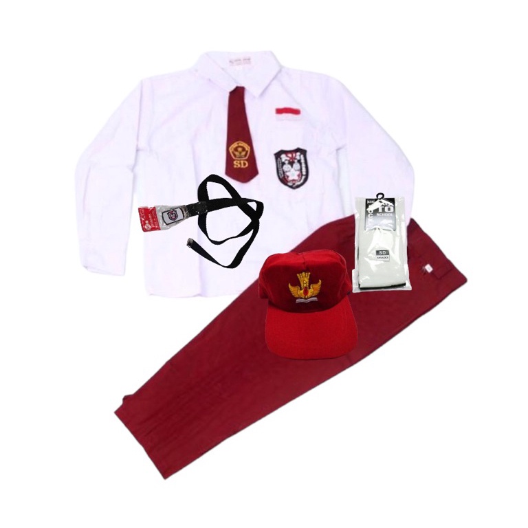 

KODE Y88R Setelan Super Lengkap Seragam Sekolah SD Laki BAJU PANJANG CELANA PANJANG