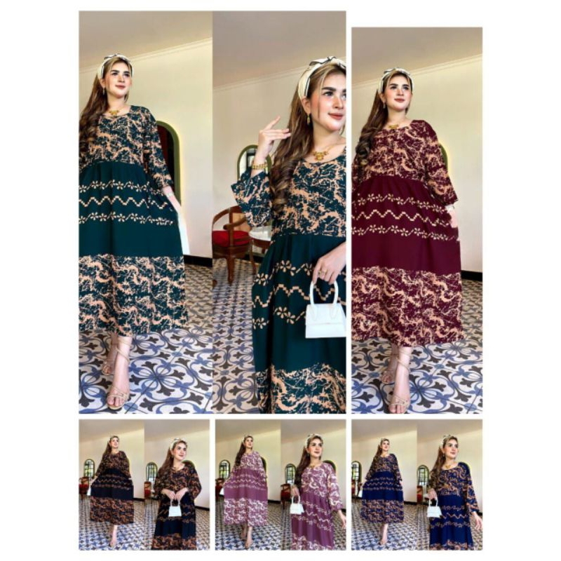 Dress Chibi Lengan 7/8 Dress Terbaru Bahan Rayon Ld 120/125 Pb 125