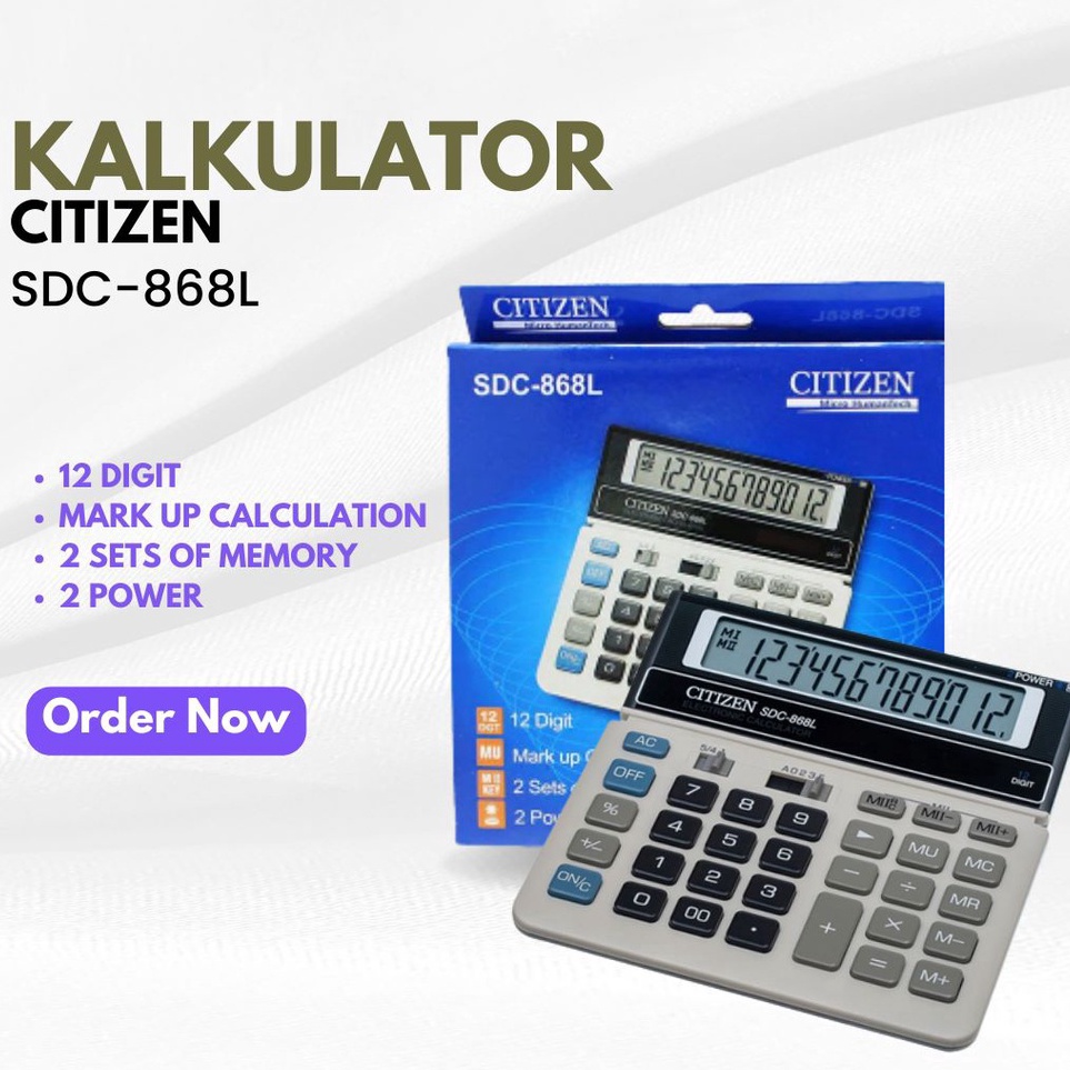 

KODE K6Z Kalkulator Dagang Citizen SDC 868 L Kalkulator 12 Digit Sudah Termasuk Batrai CT8614 14 Digit