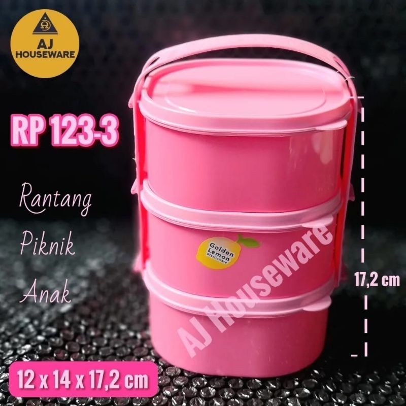 RANTANG 3SUSUN GOLDEN SUNKIST/KOTAK MAKAN SUSUN / TEMPAT MAKAN TENTENG / KOTAK BEKAL ANAK