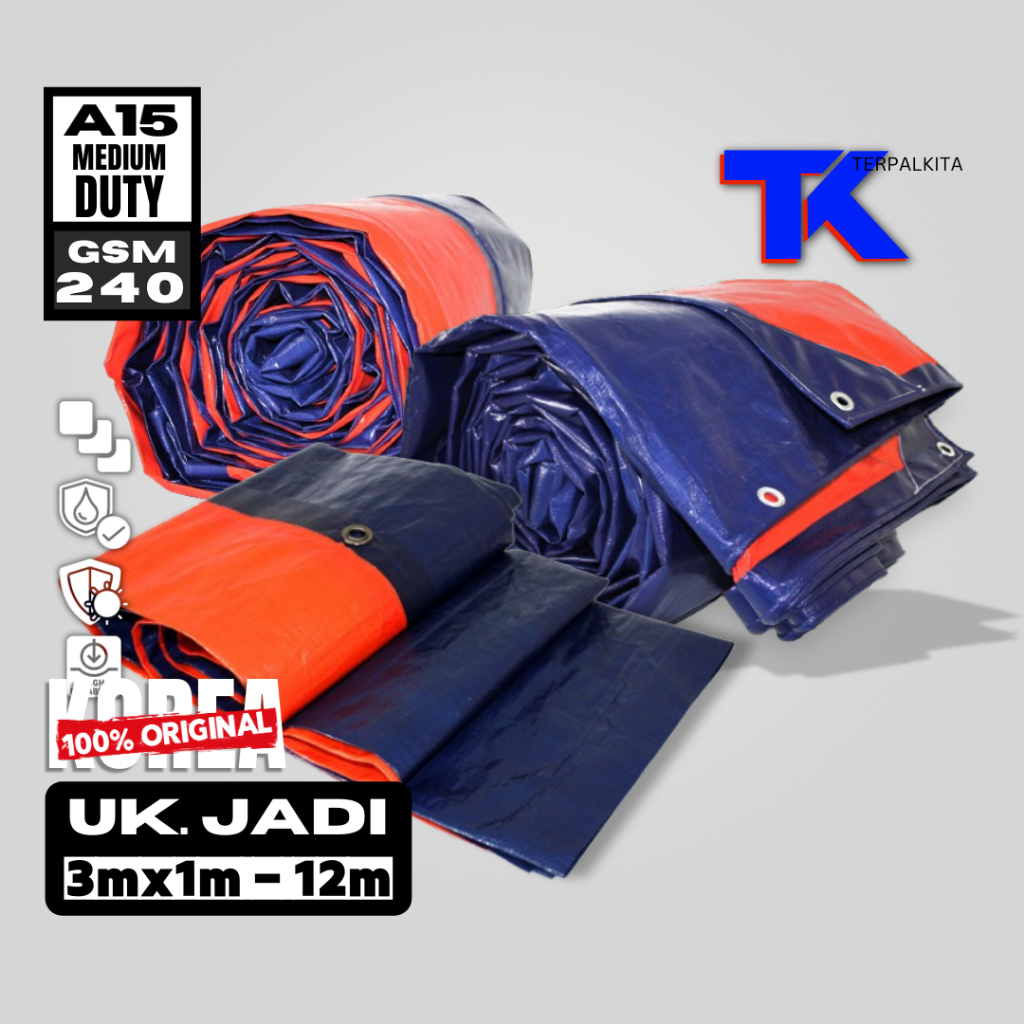 Terpal Plastik Tebal ROYAL CROWN A15 Korea untuk Truk Tenda Terop Ukuran 3x3 3x4 3x6 Meter