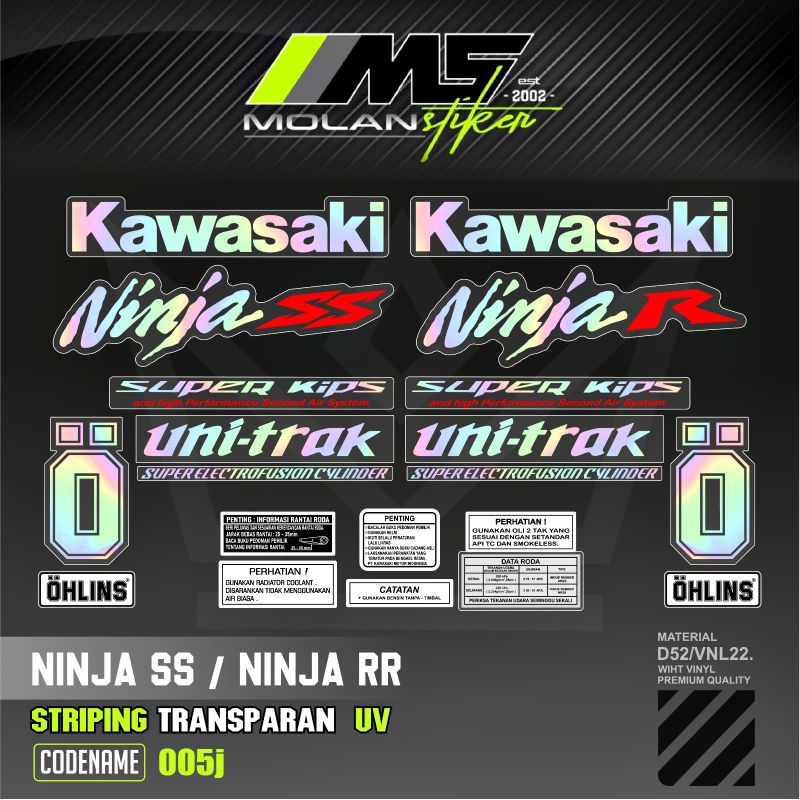 Decal Sticker Striping Variasi Transparan Uv Hologram Ninja Ss Ninja R Ninja R Super kips Ninja R Ki