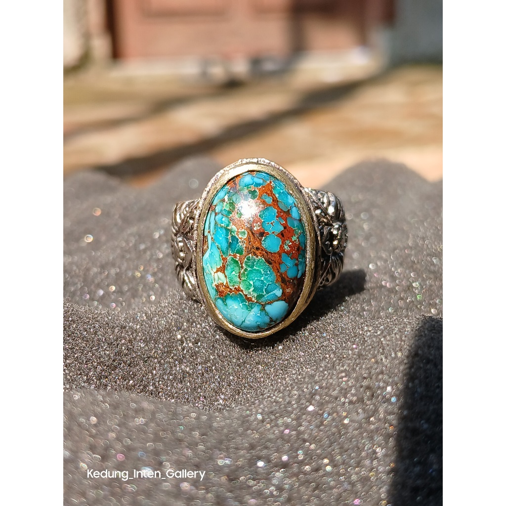 Cincin Batu Pirus | Natural Turquoise Pirus Persia Asli | Cincin Batu Persia Gradasi | Cincin Batu P