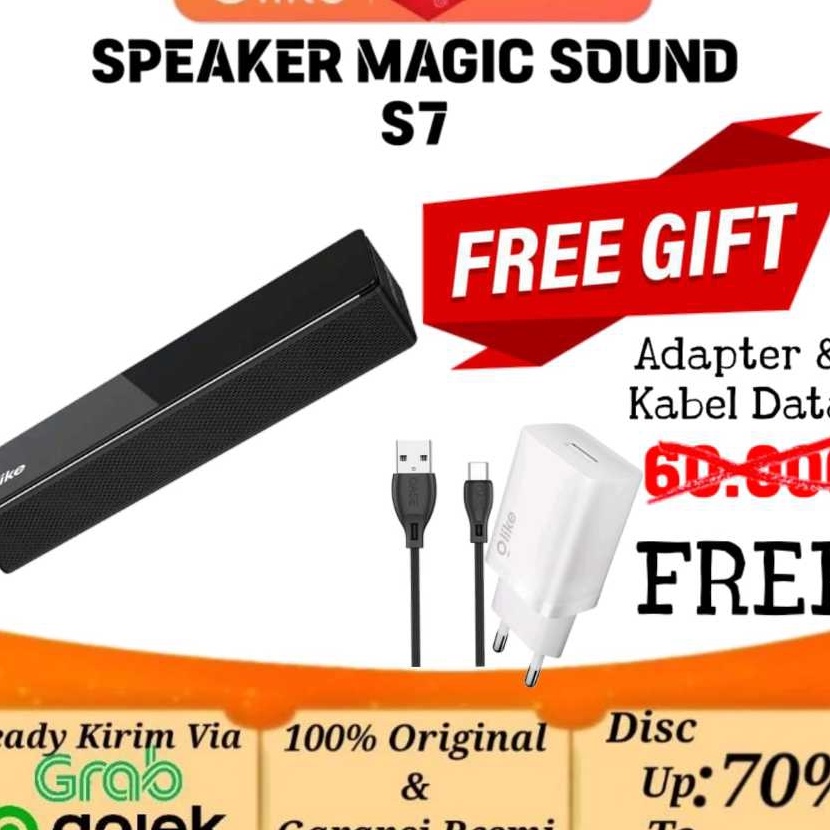 Terkini FREE ADAPTER  KABEL  Olike Speaker S7 Speaker Bluetooth Soundbar Orinal Garansi Resmi