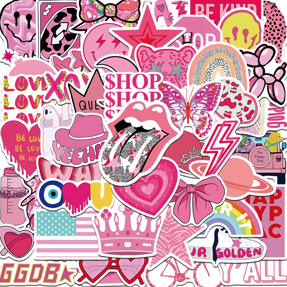 

[50 PCS] Stiker Lucu Vintage Pink Girly Kartu Album Custom Vinyl Anti Air - Sticker Aesthetic Buku Journal Koper Casing HP Tablet Laptop Helm Motor Botol Minum