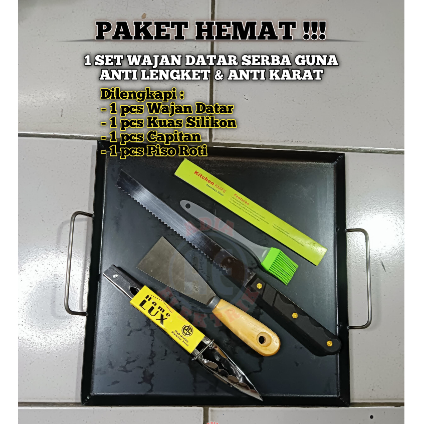 Wajan Roti Bakar / Wajan Burger / Wajan Kebab /Wajan Baja / Wajan Plat Hitam Anti Lengket Dan Anti K