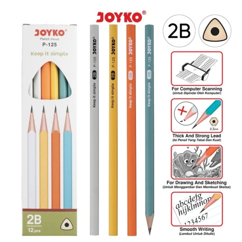 

Pensil Pencil 2B Joyko P125 Segitiga Triangular Ecer