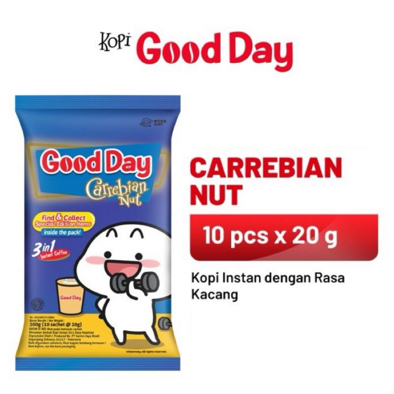 

Good Day Carrebian Nut — Kopi instan 3in1 rasa kacang, 10×20gr