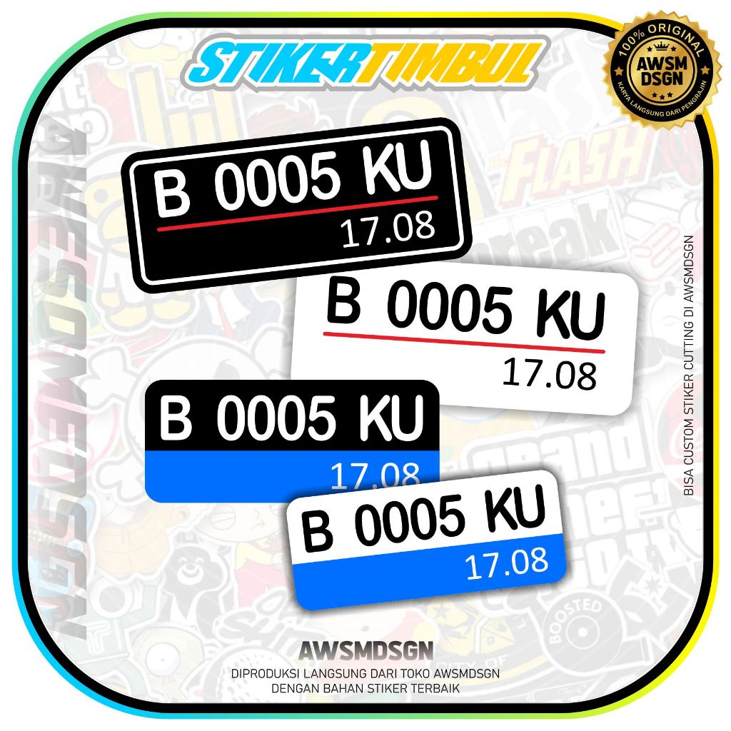 STIKER TIMBUL EMBLEM PLAT NOMOR CUSTOM VARIASI MOTOR MURAH