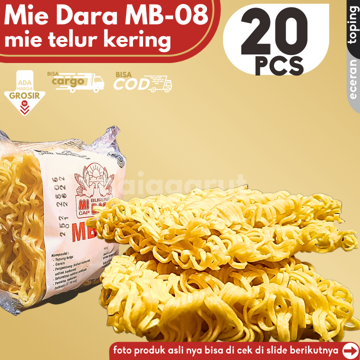 

Mie MB-08 ECERAN 20pcs Mi Kering Cap Burung dara isi 2keping/bungkus Pelengkap Baso Aci Cuanki Seblak by GG (Bisa COD/Grosir/Kargo)