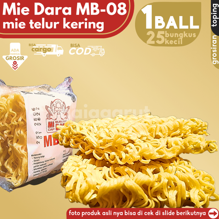 

Mie MB-08 1BALL isi 25pcs Mi Kering Cap Burung dara isi 2keping/bungkus Pelengkap Baso Aci Cuanki Seblak by GG (Bisa COD/Grosir/Kargo)