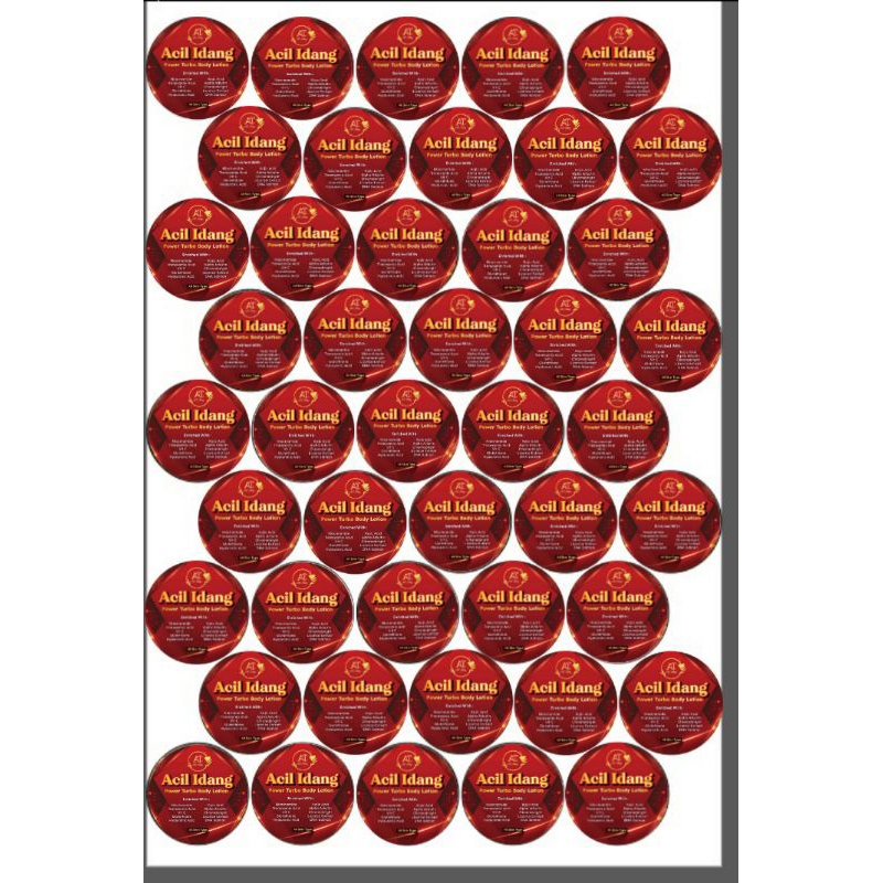 

STIKER HB ACIL IDANG POT REPACK 100g & 50g Perlembar