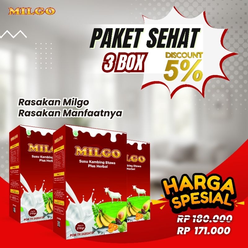 

PAKET SEHAT 3 BOX MILGO DISKON 5%