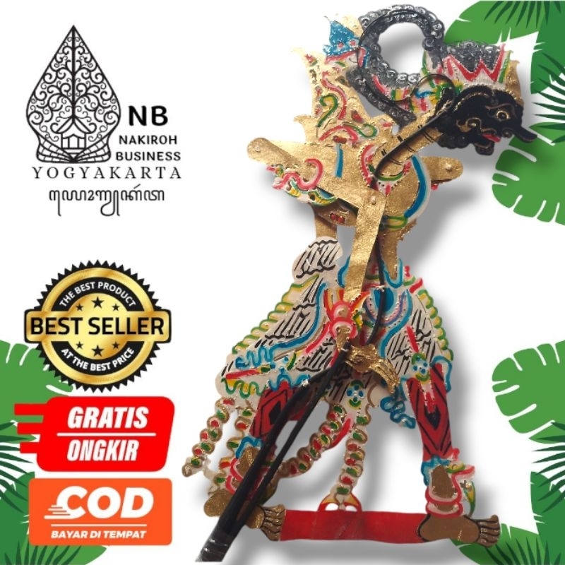 NAKIROHBUSINESS GATOTKACA / GATUTKACA Wayang Kulit Sapi Asli Gatotkaca Emas Bahan Kulit Sapi