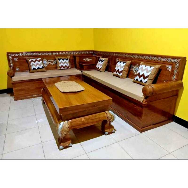 Kursi tamu sudut Peluru jumbo Kayu jati