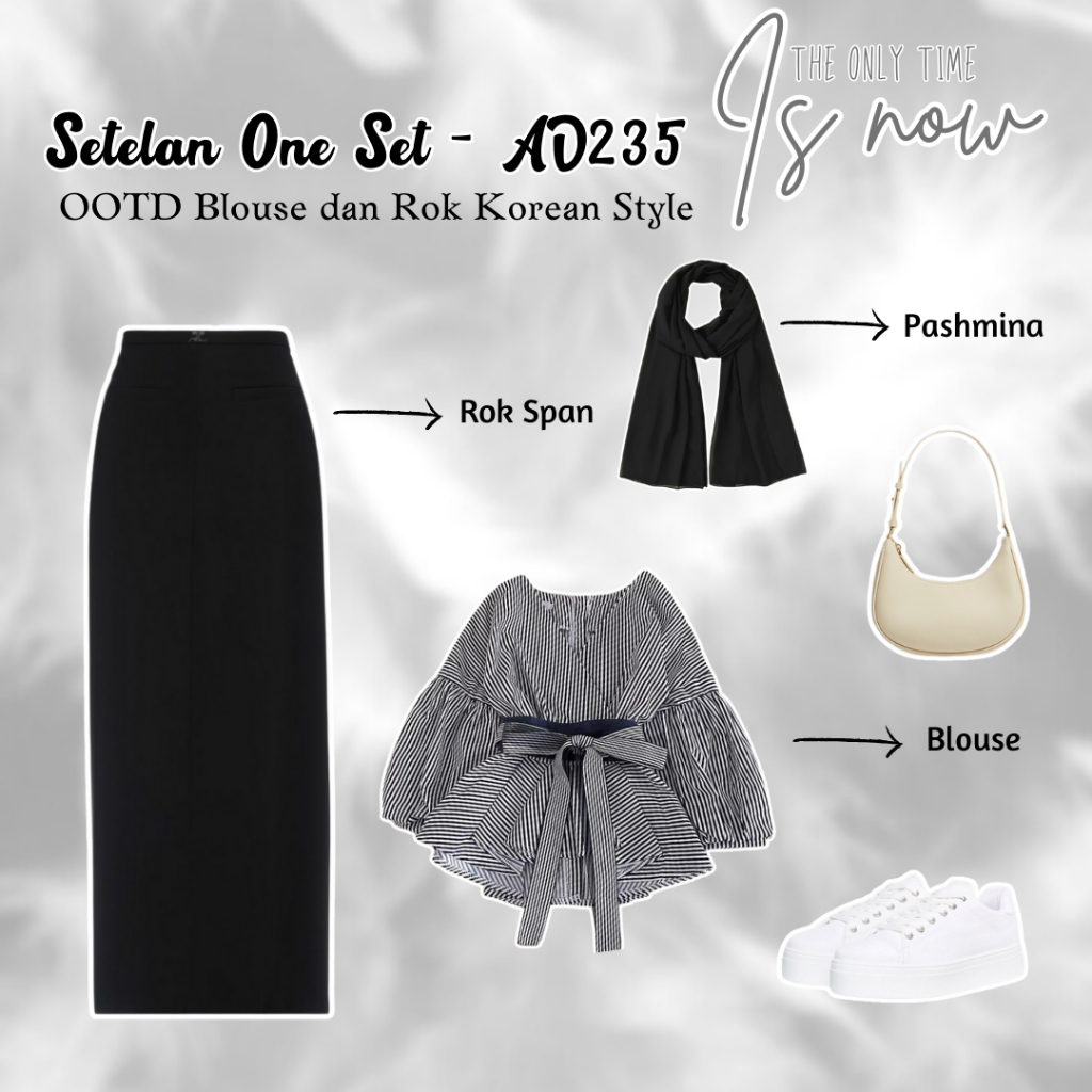 One Set Wanita Korean Style Outfit Remaja Wanita Kekinian Setelan OOTD Hijab 3 In 1 Buat Kuliah Hang
