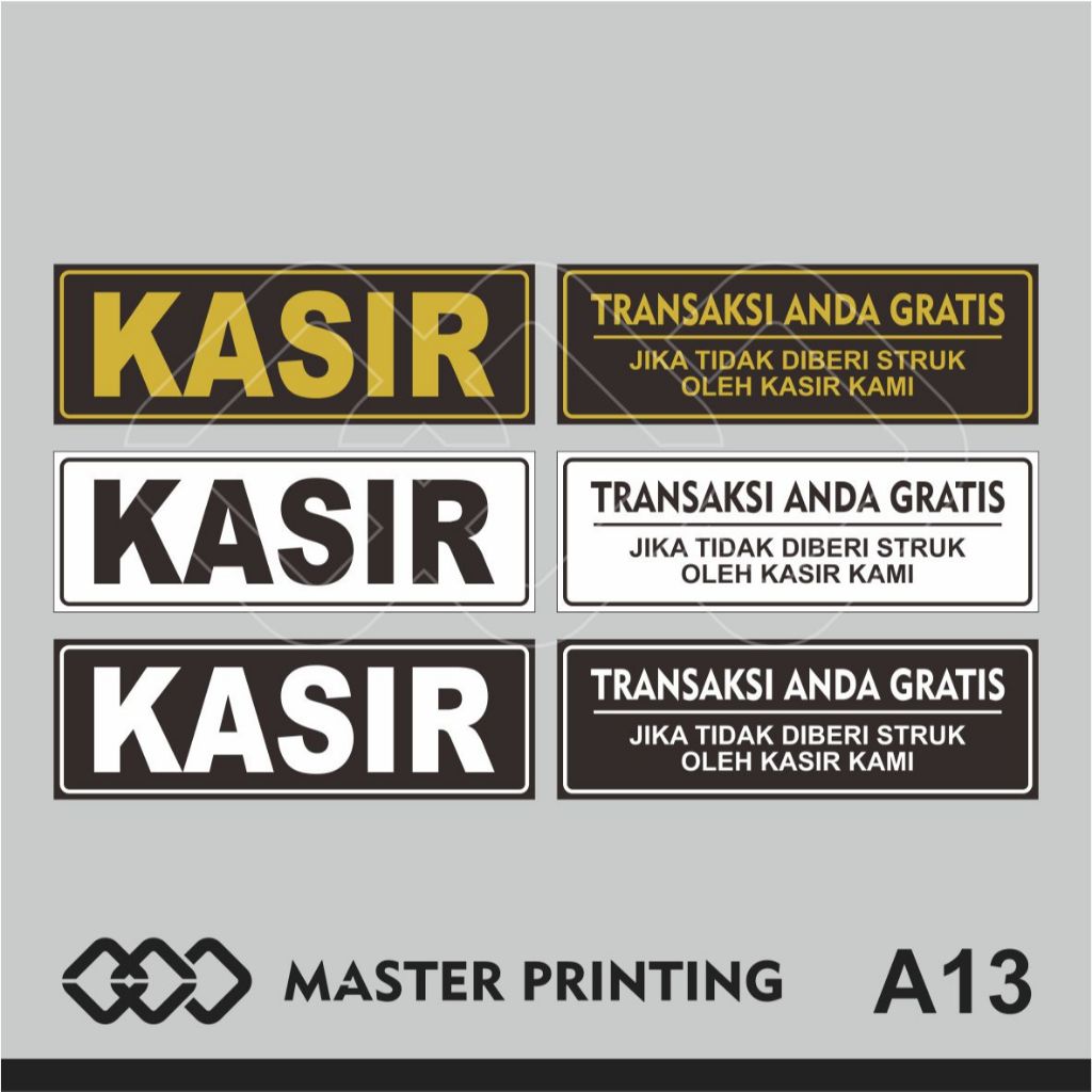 

A13 - Akrilik Kasir dan Transaksi Anda Gratis, Acrylic Sign, Tahan Air, Tidak Pudar, dan Bisa Custom