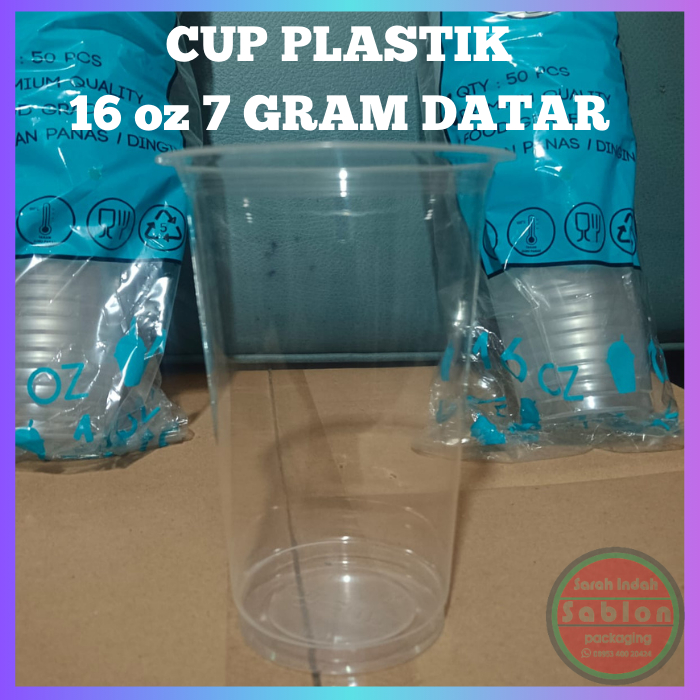 CUP GELAS PLASTIK 16 OZ 7GRAM DATAR