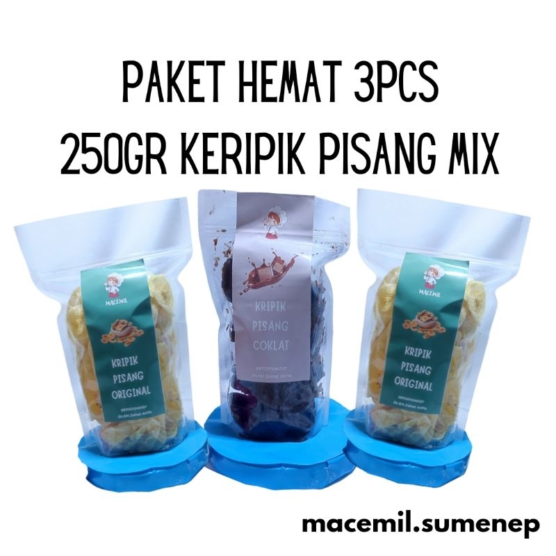 

Cemilan Makanan Ringan, Keripik Pisang, Gurih, Asin, Manis, Murah, Hemat, Mix